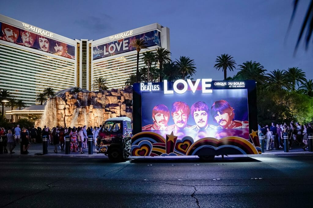 Beatles Love Billboard Truck on Las Vegas Strip