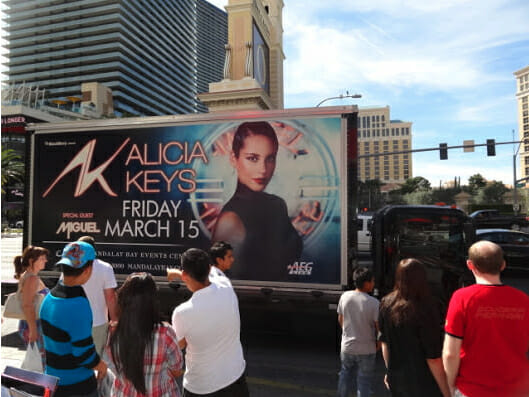 mobile billboard truck on las vegas strip