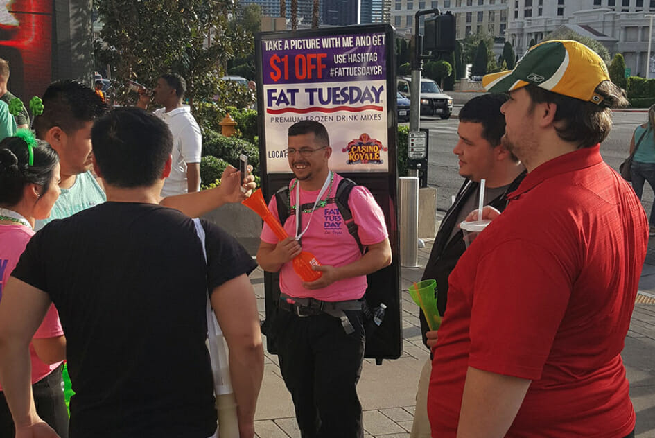 walking billboards las vegas strip advertising